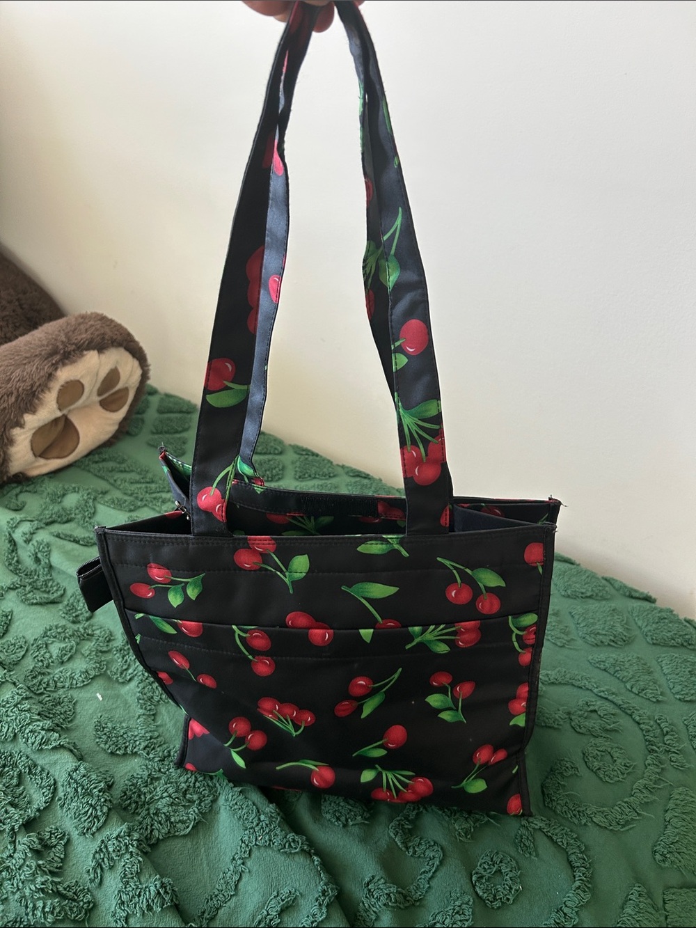 Black Cherry Print Tote Bag - Women